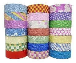 Cinta Adhesiva Washi Tape Papel Glitter Fantasia