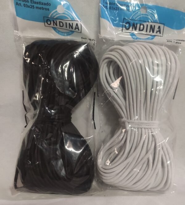 Cordon Elastico Pol Ondina art 03 - Blanco - Negro